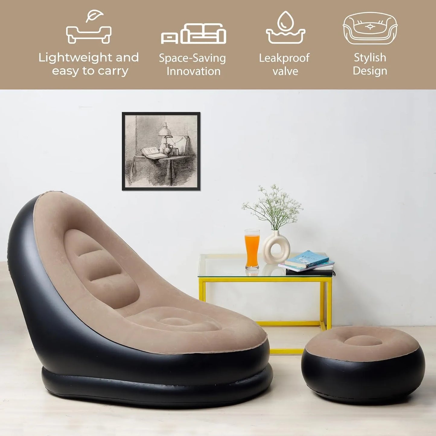 Inflatable Sofa with Footrest With  Free Electric Inflator