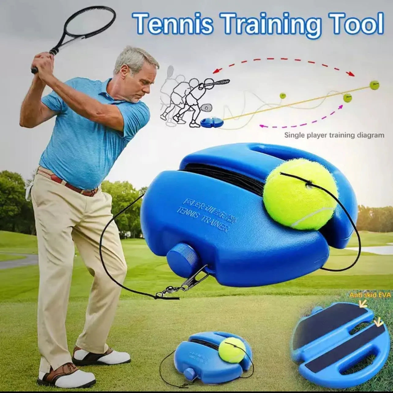 Cricket & Tennis Trainer Rebound Ball (Without Racket)